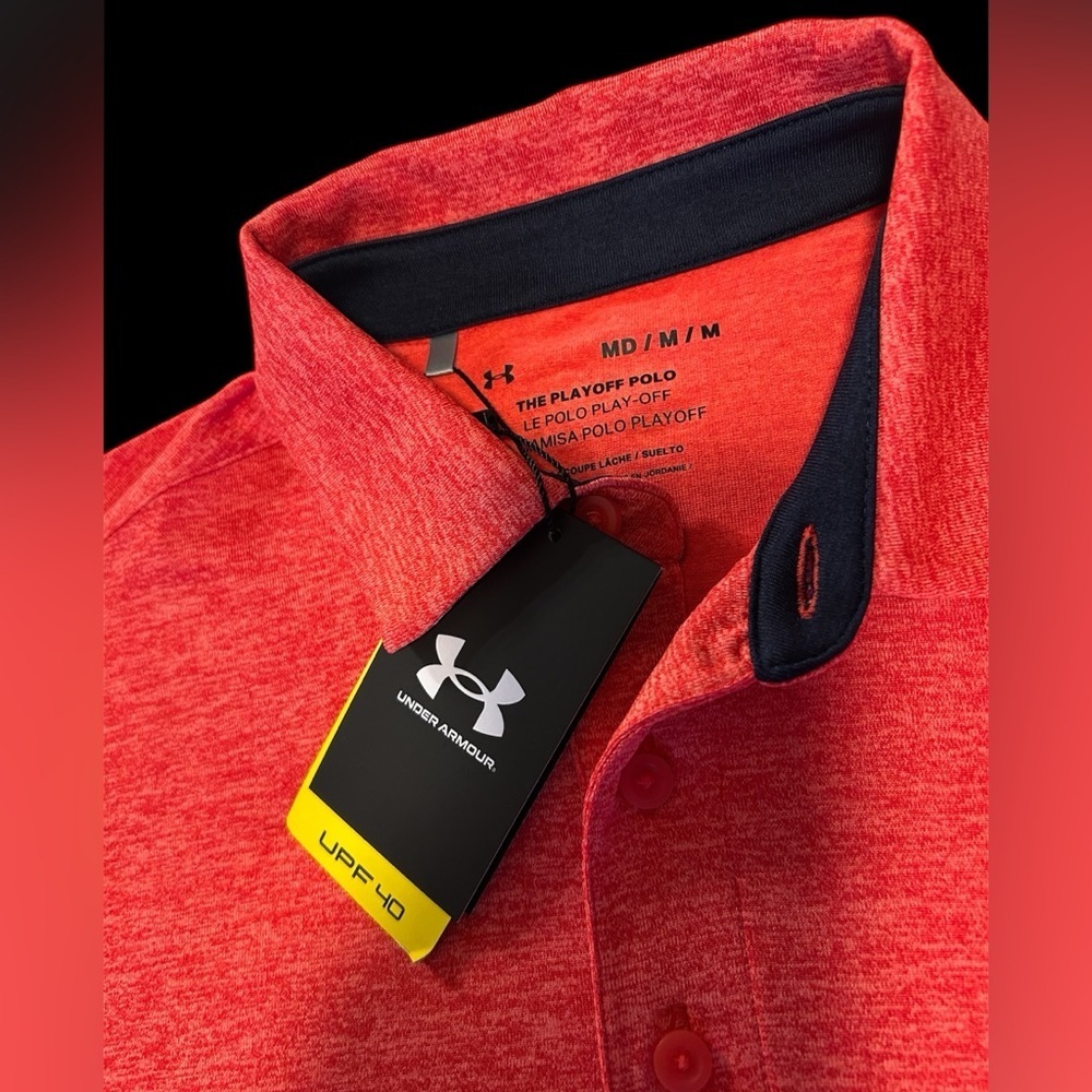 Under Armour Men's Heather Red Play-Off Polo, NWT, Size M - Picture 3 of 5
